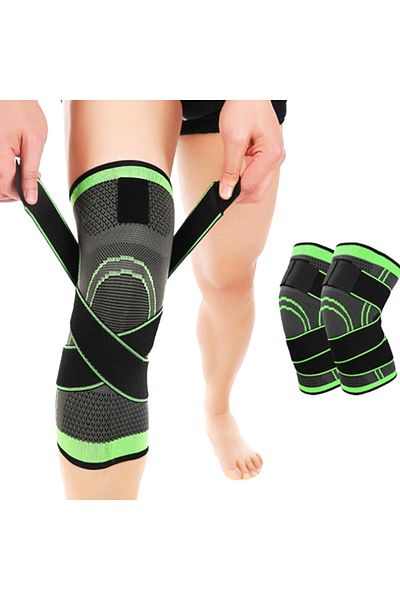 zenifique Zenifique® Knee Support Set of 2, With Adjustable Straps, Black-Green, Size M