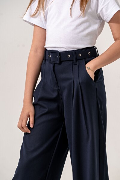 GİYİCEM TEKSTİL Дівчачі штани з поясом і складками 6000