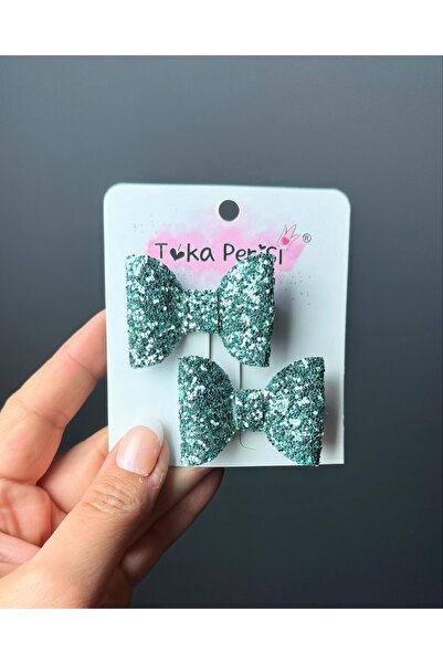 Toka Perisi Luna Ocean Blue Glitter Glitter Bow Metal 5cm Clip 2 bucăți Cataramă