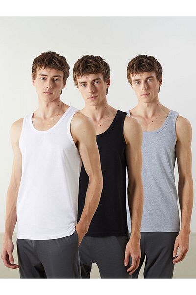 LC Waikiki New Season U Neck Combed Cotton Men's Undershirt 3-Piece - S5Ll60Z8