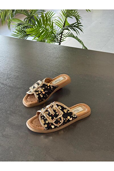 DİVA Χάλκινη παγιέτα Με αγκράφα Γυναικεία Casual Παντόφλες