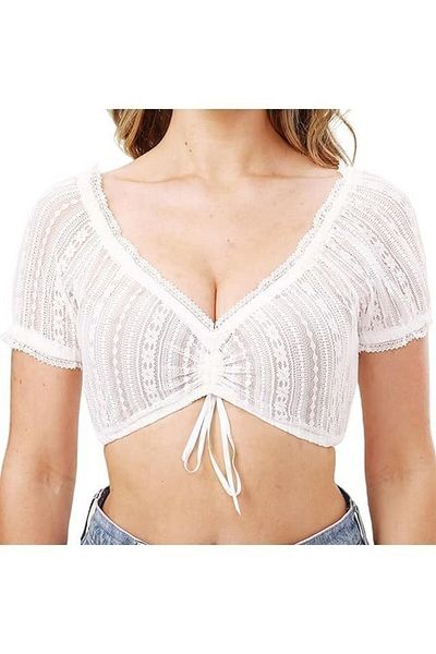 Dirndlwelle Short white lace bodysuit for women, Dirndlwelle