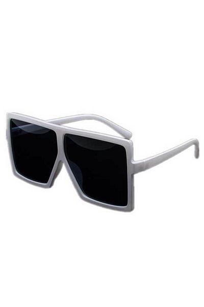 THEICONIC Oversized Rectangular Flat Sunglasses White