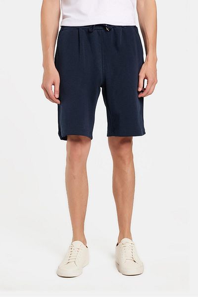 Tudors Men's Regular Relaxed Fit Navy Blue Bermuda Shorts with Elastic Waist and Side Pockets