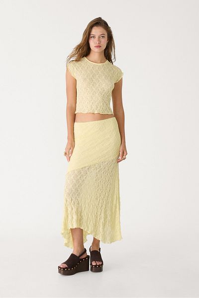 Stradivarius Lace top with cap sleeves