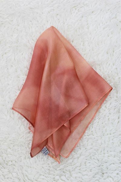 Defne&Apollon İpekçilik 100% Pure Silk Hand Painting Square Scarf - 55 X 55 Design - Peach