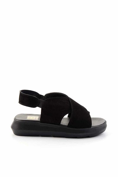 Bambi Black Leather Women's Sandals K05379071402