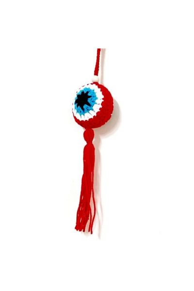 Mixperi Evil Eye Bead Patterned Tasseled Red Car Ornament
