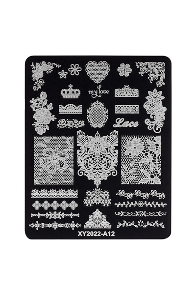 LUXORISE Placă metalică pentru ștampilarea unghiilor, model dantelă A12