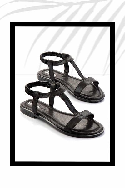 Bambi Shiny Black Women's Sandals K05156080536