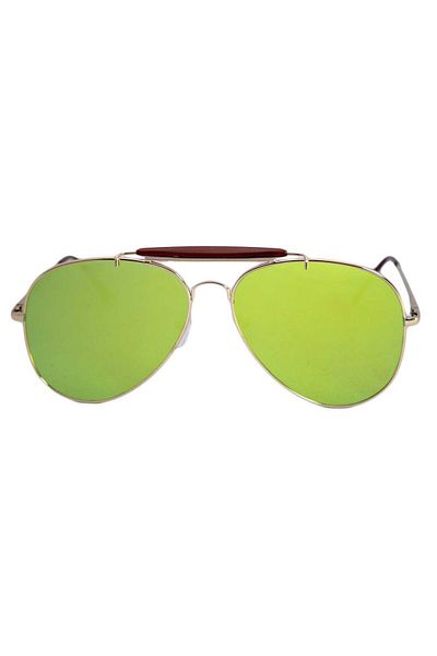 THEICONIC Aviator Outdoorsman Sunglasses Light Green Reflections - Gold