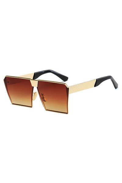 THEICONIC Rectangular Flat Mirror Sunglasses Brown - Gold