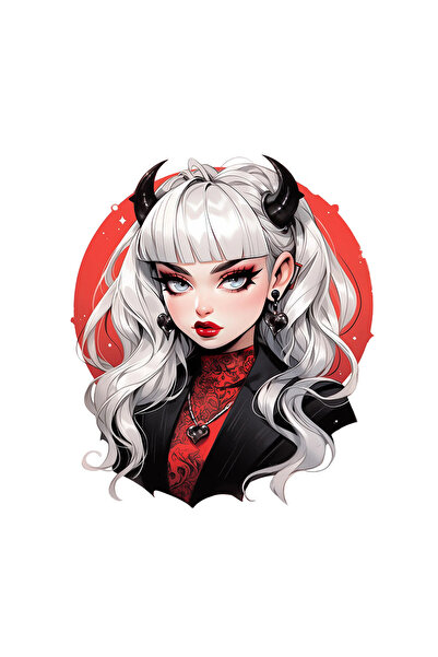 INOVATIX Set de 8 piese, autocolant Halloween diavol platină cu cercei cu ini...