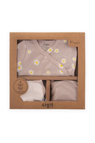 Cigit Desenli Hastane Çıkışı Newborn Papatya Desen