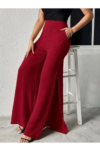 Stile Bella Women's High Waist Side Zipper Slit Wide Leg Aerobin Pants