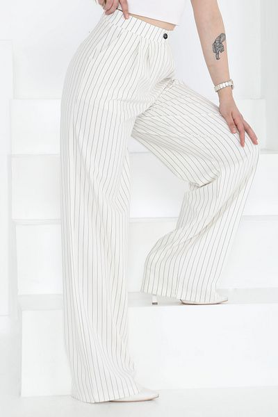 TOFİSA Striped Trousers White - 27248