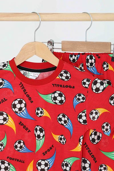 TOFİSA Boy's Red Printed Shorts Suit - 27171