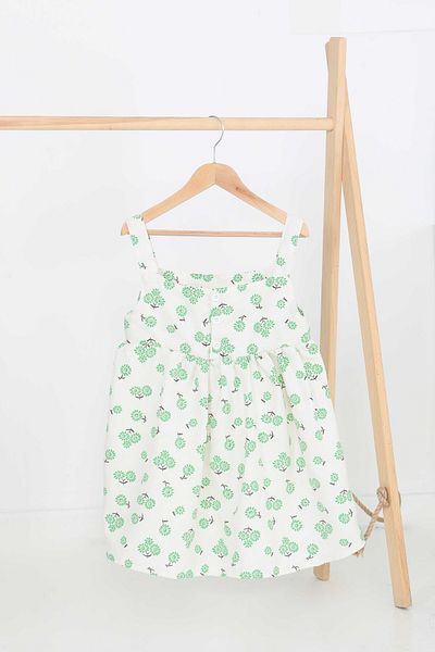 TOFİSA Girl's Green Floral Patterned Dress - 27217