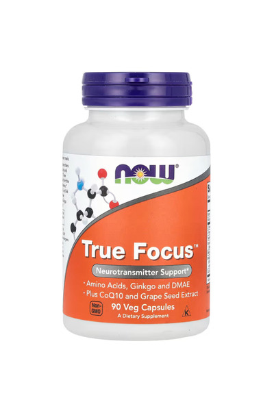 Now Foods تركيز حقيقي مع الأحماض الأمينية، الجنكة بيلوبا، DMAE + CoQ10 ومستخل...