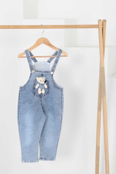 TOFİSA Girl's Light Blue Teddy Bear Jeans Slopet - 27065
