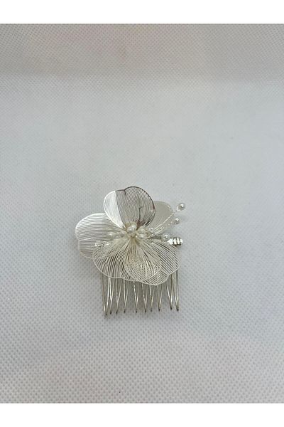 Çınar Aksesuar Agrafă de păr elegantă cu perle cu motiv floral pentru mireasă și invitație - 1 bucată