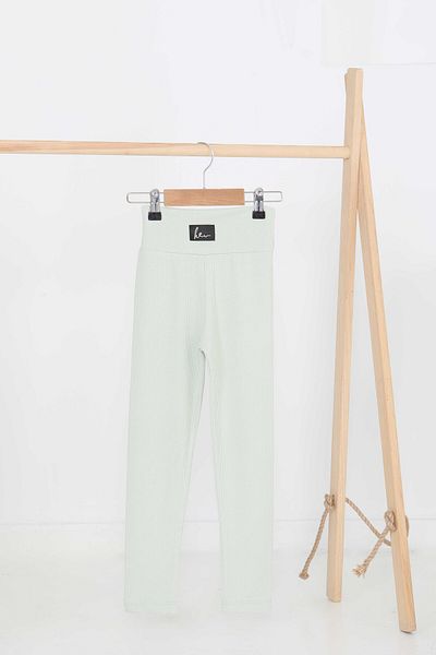 TOFİSA Girl's Mint Ribbed Leggings - 27200