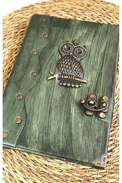 GUETTA Handmade Genuine Leather Daily Scrapbook Shamua Paper Owl