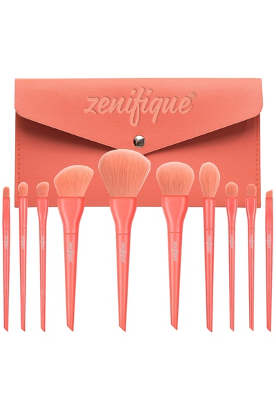 zenifique Set 10 Pensule De Machiaj Zenifique®, Din Par Sintetic, Forme Difer...