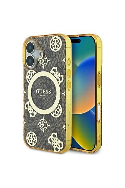 Guess GUESS iPhone 16 Case in Gold Brown - Original Stylish Design with MagSafe Backing by CG Mobile