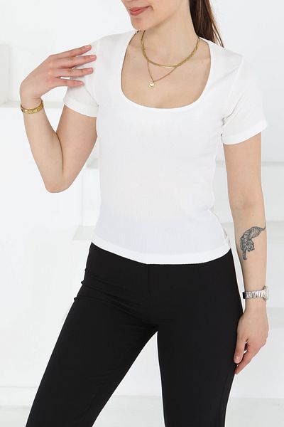 TOFİSA Short Sleeve Blouse White - 27235