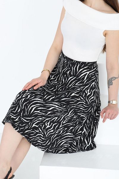 TOFİSA Patterned Mini Skirt Black - 27236
