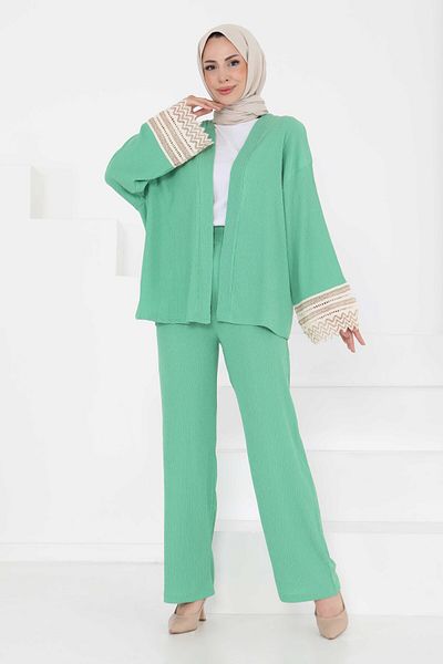 TOFİSA Kimono Double Set Green - 27242