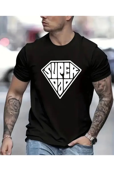 Panda Baskı Tekstil Super Dad Printed Special Design Oversize Tshirt