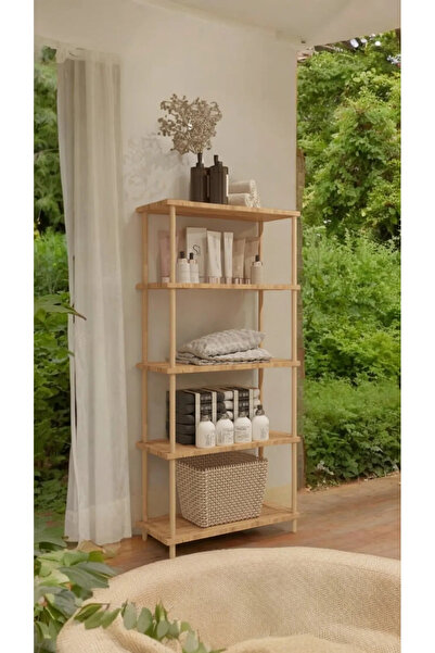 tahtavibe Demonte 5'li Raf,Ahşap,Ayaklı Kitaplık,Ayakkabılık,Mutfak Rafı,Kend...