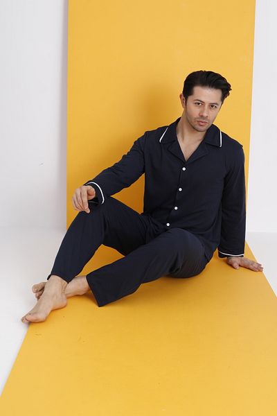 ELİTOL Men's Long Sleeve Buttoned Pajama Suit