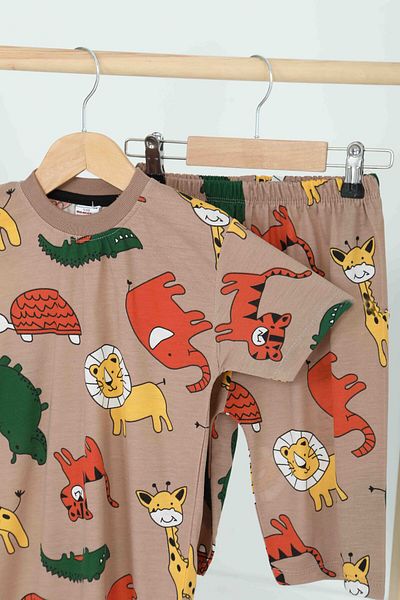 TOFİSA Boy's Mink Patterned Shorts Suit - 27168