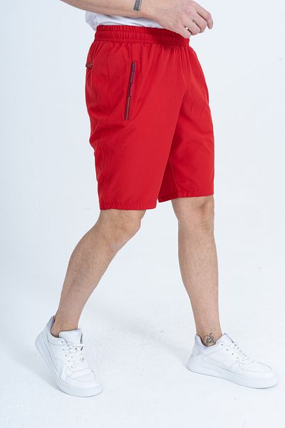 Shooter Sportswear Men's Summer Shorts Red Regular Fit Embroidery Detailed Zipper Pocket