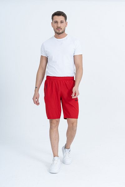 Shooter Sportswear Men's Summer Shorts Red Regular Fit Embroidery Detailed Zipper Pocket