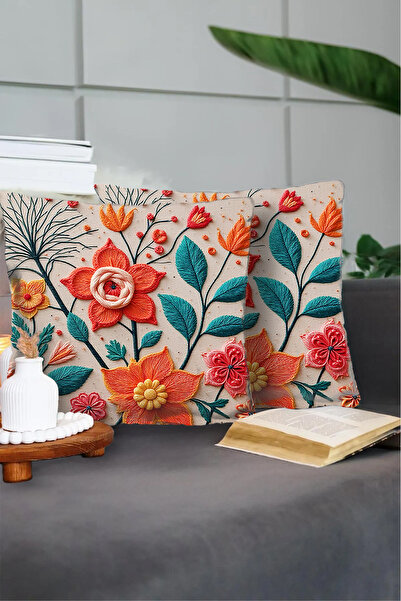 G&C HOME Set de 2 huse de pernă cu model de perforare, imprimate digital, faț...