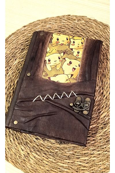 GUETTA Handmade Genuine Leather Daily Memory Book Samu Paper Pikachu