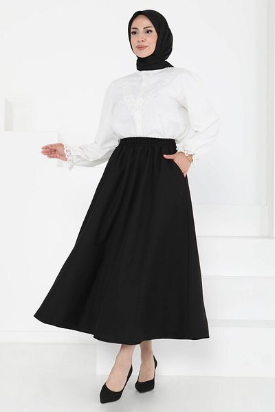 TOFİSA Skirt with Pockets Black - 27260