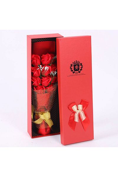 miraza Floral Arrangement Bouquet of Soap Roses, Elegant Box, 55 x 18 cm, Red