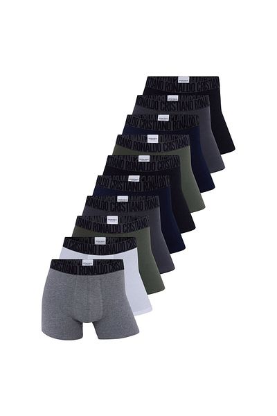 Cristiano Ronaldo CR7 CR7 Herren Boxershorts, 10er Pack - Trunks, Cotton Stretch, Logobund