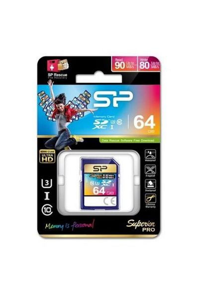 Silicon Power Silicon Power Superior Pro SDXC 64GB Memory Card, UHS-I U3, Class 10