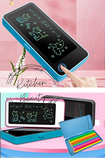 Kitchen Beauty Writing Tablet Lcd 6,5 Inç Dijital Kalemli Çizim Yazı Tahtası Ve Kalemlik Grafik Not Eğitim Tableti