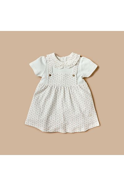 giggles Leaf Print A-line Dress with Short Sleeves