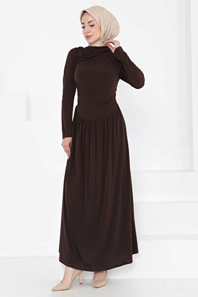 TOFİSA Φόρεμα με κορδόνι καφέ - 27254
