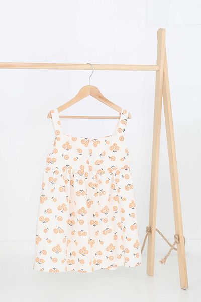 TOFİSA Girl's Orange Floral Patterned Dress - 27217