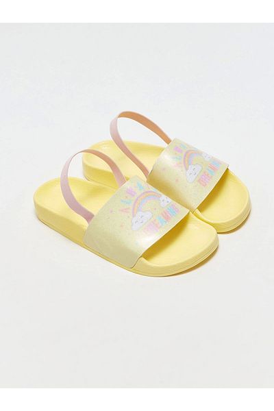 LC Waikiki LCW STEPS Κίτρινες παντόφλες για κορίτσια με μονό λουράκι