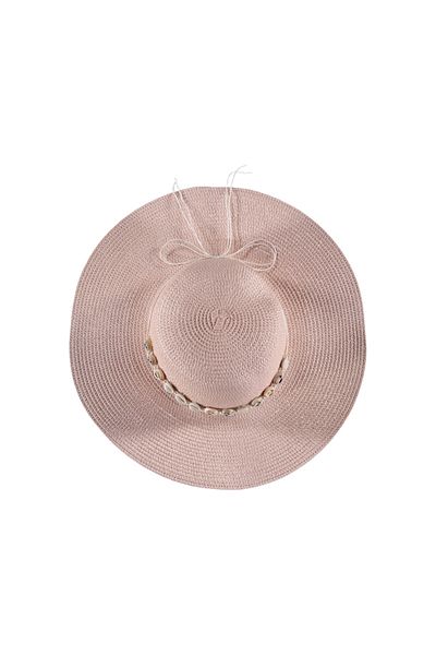 cskticaret Beach Hat Drawstring Seashell Straw Fedora